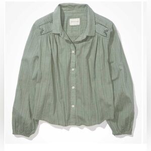Green Button-Up Blouse by American Eagle L BNWOT